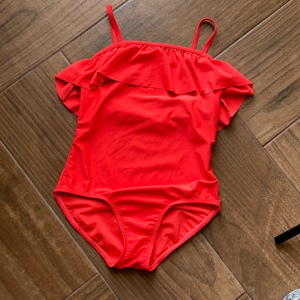 🐻6/$25 Old Navy bright Neon orange one piece swim suit size large